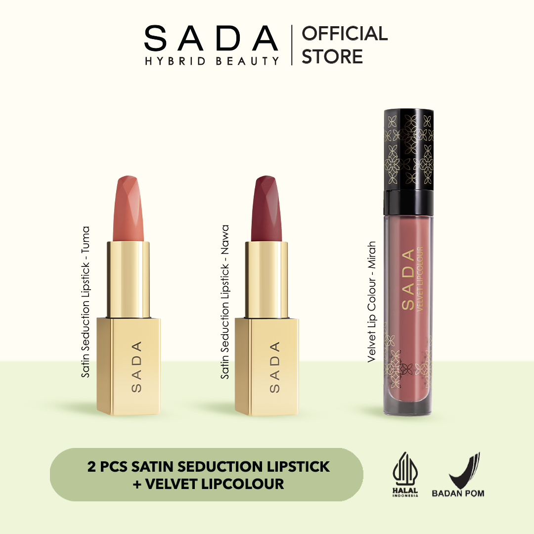 [11.11 SALE] Satin Seduction Lipstick Tuma - Nawa & Velvet Lipcolour Mirah